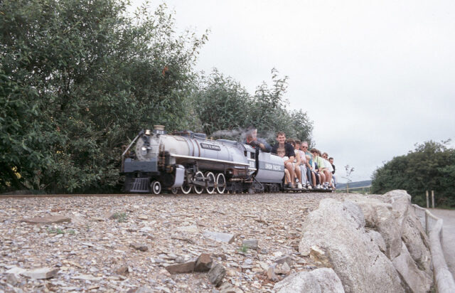 Guests riding a locomotive at Dobwalls Adventure Park