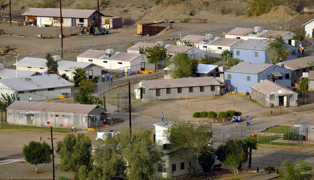 Aerial view of prison buildings at Eagle Mountain