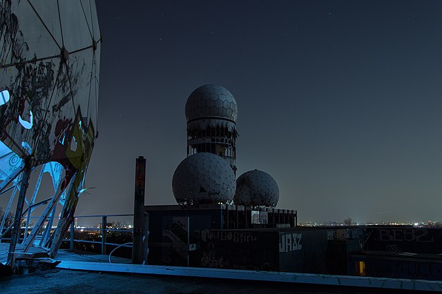 Exterior of the Teufelsberg listening station at night