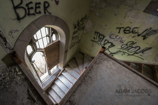 The stairs leading to the balcony.  Author: Adam Jacobs – AdamJacobsPhotography.com