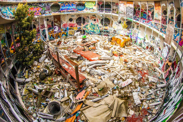 Debris strewn around Cosson Hall