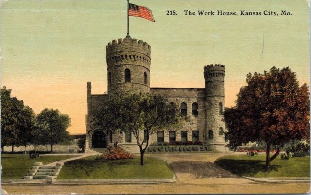 Kansas City workhouse castle postcard, 1911