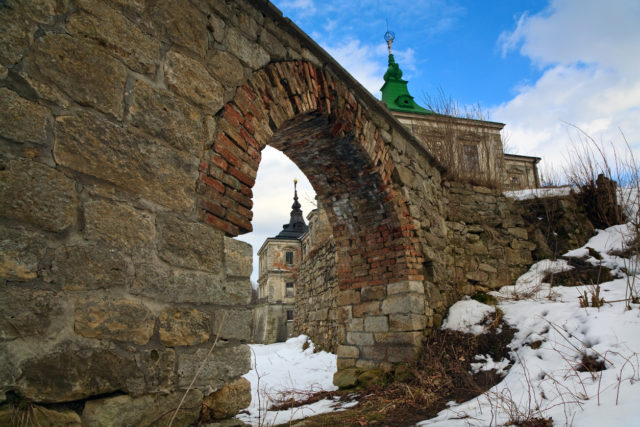 Spring view of old Pidhirtsi Castle