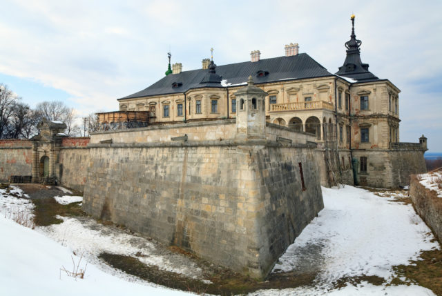 Spring view of old Pidhirtsi Castle