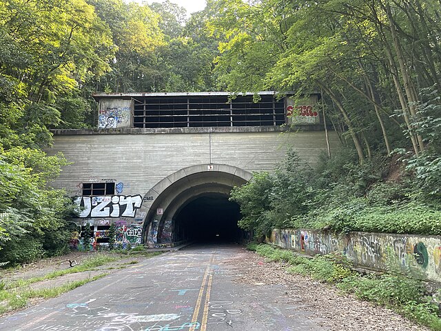 Entrance to the Rays Hill Tunnel covered in graffiti
