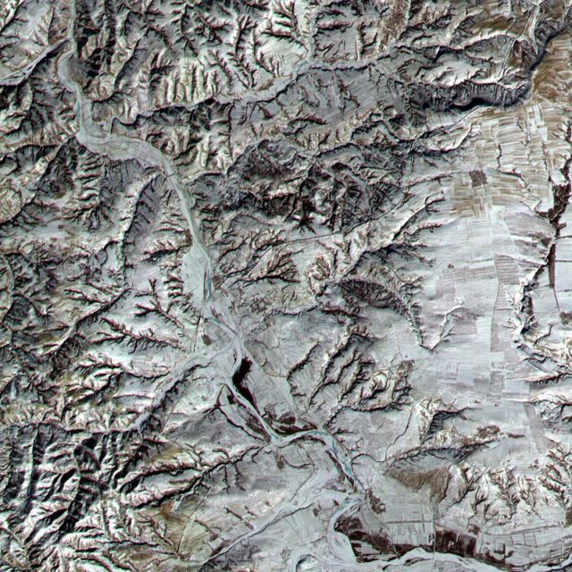 A satellite image of the Great Wall of China