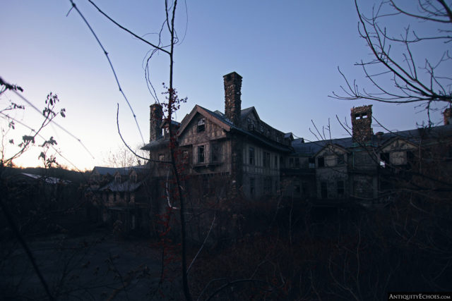 Twilight view of the exterior of Bennett College