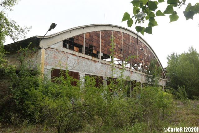 Airplane hangar exterior