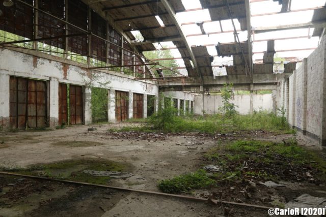 Airplane hangar interior