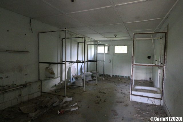 Communal washroom with the stalls removed
