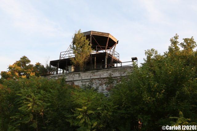 Looking up at an air traffic control tower at Tököl Airbase