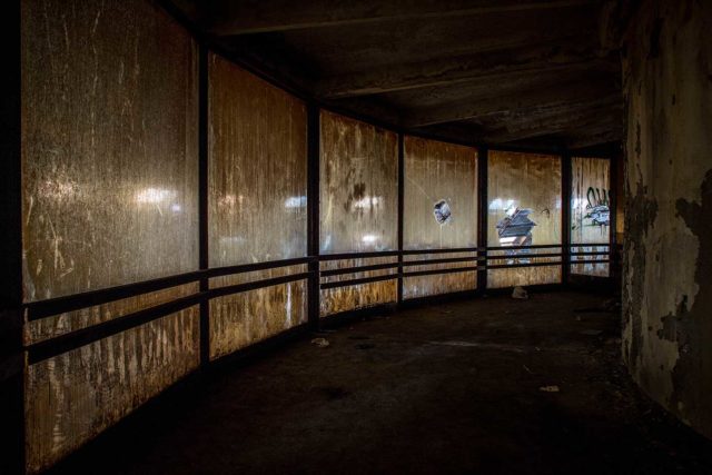 Darkened empty hallway