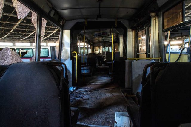 Interior of an abandoned bus