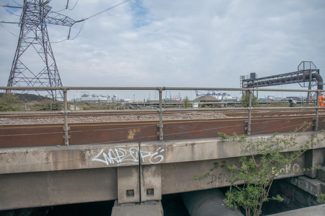 Railway line with graffiti