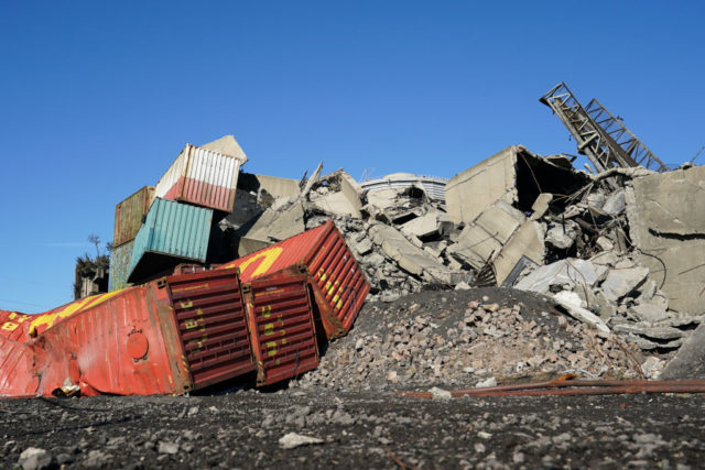 Pile of rubble at the Dorman Long tower site