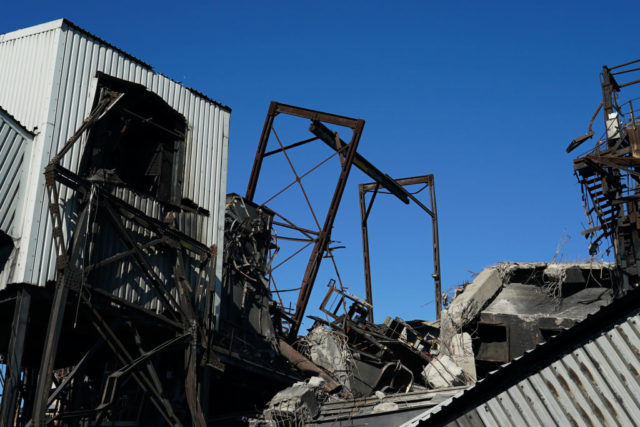 Demolished concrete building