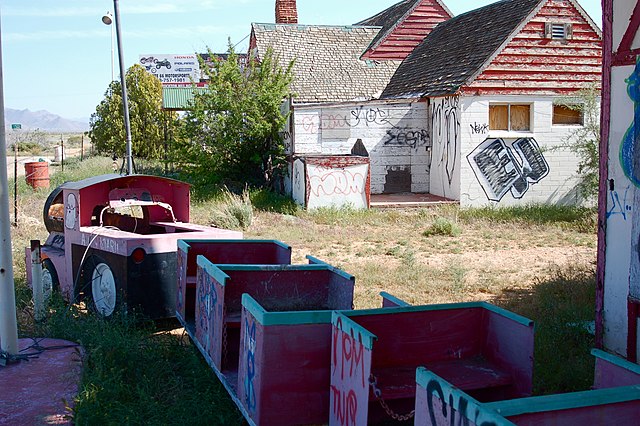 Pink children's train in shadow