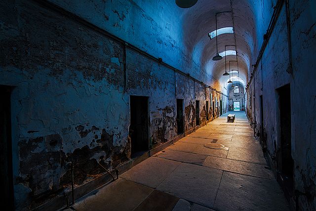 Dark hallway in Eastern State Penitentiary