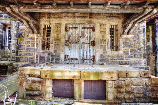 Exterior view of the loading docks at Eastern State Penitentiary