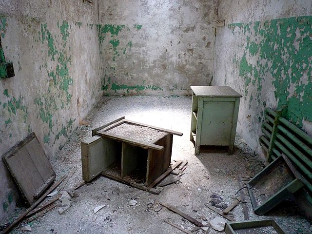 Overturned drawers in a small room