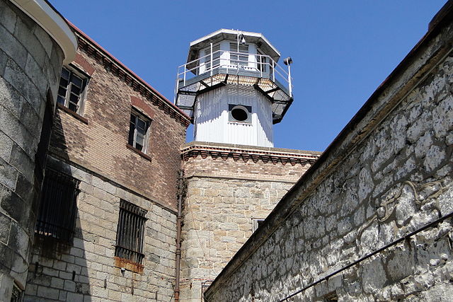 Looking up at the watchtower at Eastern State Penitentiary