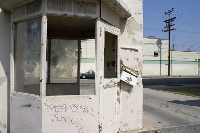 Prison guard tower covered in graffiti