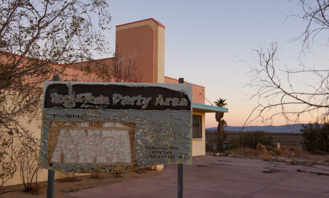 Faded sign advertising Rock-A-Hoola Waterpark