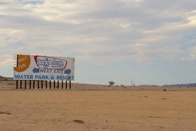 Roadside sign for the Rock-A-Hoola Waterpark