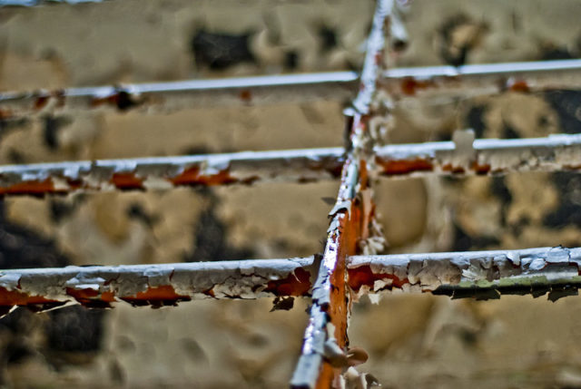 Close up of a rusty fence