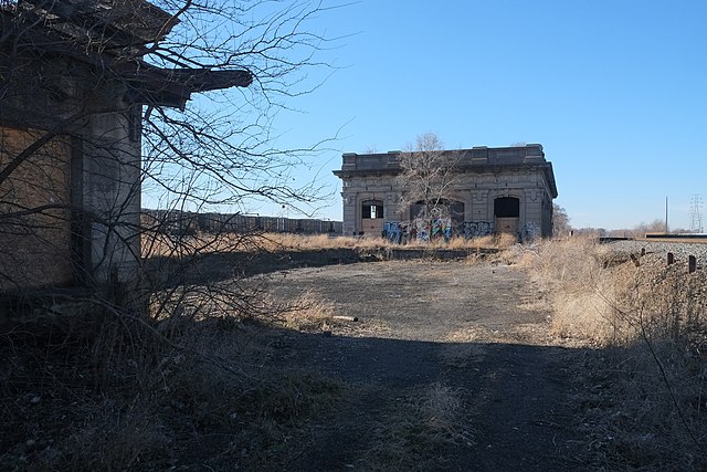 Union Station surrounded by dead vegetation