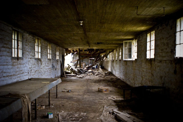 Caved-in roof at the Atlanta Prison Farm