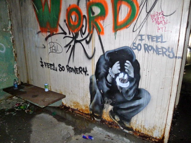 Graffiti-covered wall at the Atlanta Prison Farm