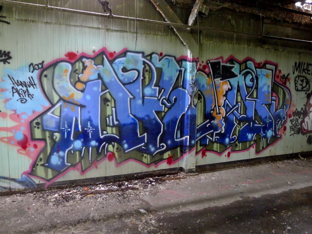 Graffiti-covered wall at the Atlanta Prison Farm