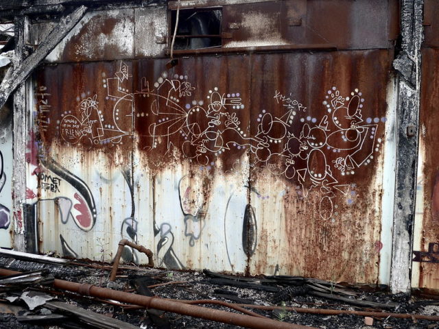 Graffiti-covered wall at the Atlanta Prison Farm