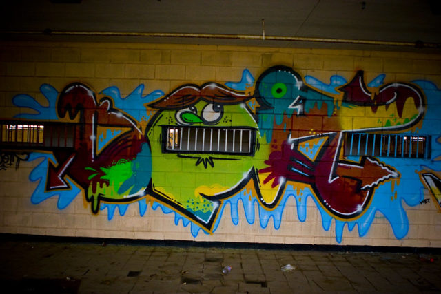 Graffiti-covered wall at the Atlanta Prison Farm