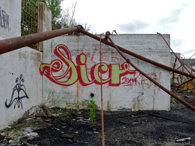 Graffiti-covered wall at the Atlanta Prison Farm