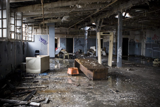 Room covered in debris