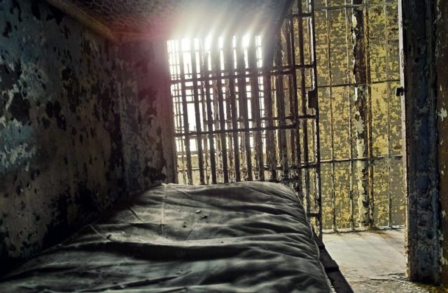 Prisoner bed in a jail cell at the Ohio State Reformatory