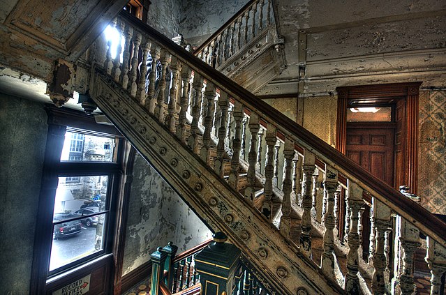 Darkened staircase