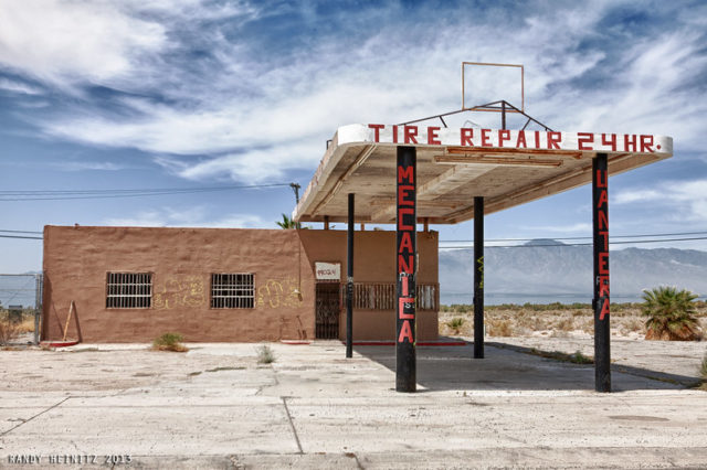 Tire repair station in Salton Sea 