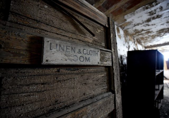 Close-up of a linen bin