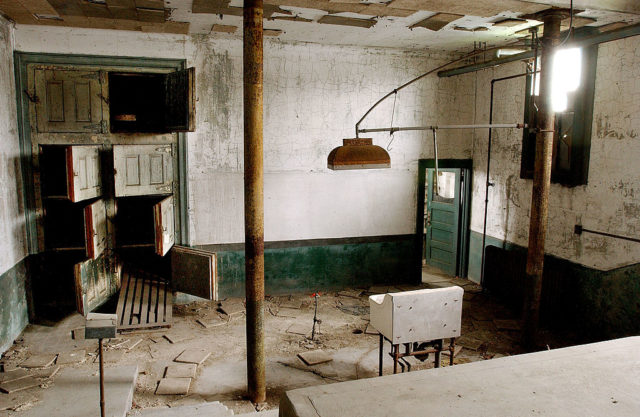 Empty morgue at the Ellis Island Immigrant Hospital