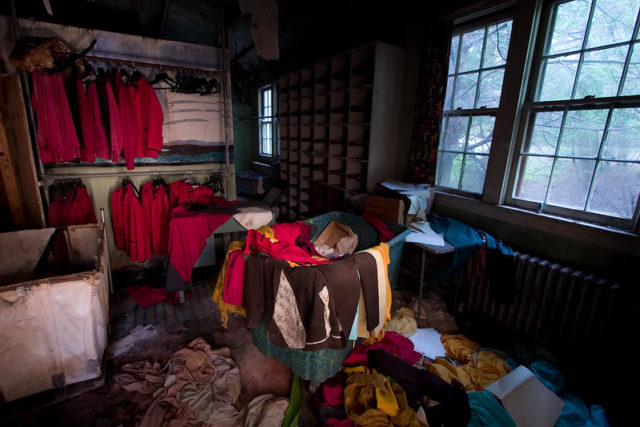 Abandoned employee uniforms at Grossinger's Resort