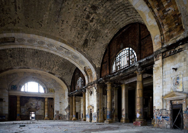Inside abandoned Michigan Central Train Station