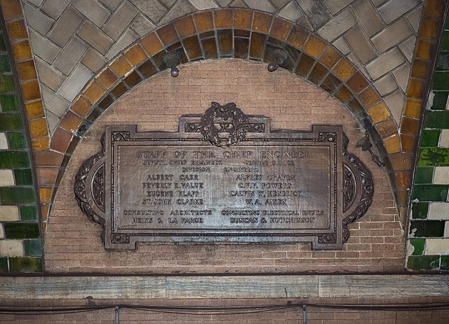 Bronze plaque on a wall