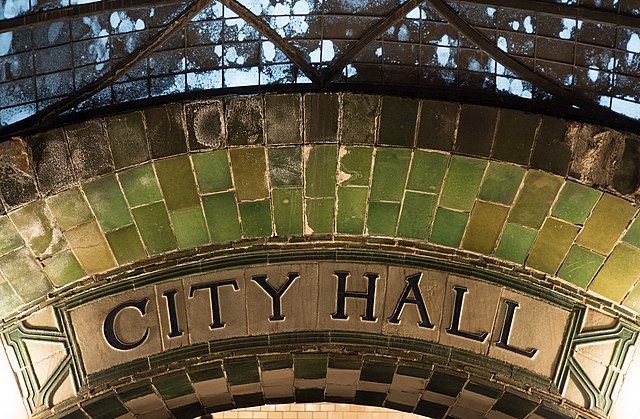 Plaque reading "CITY HALL"