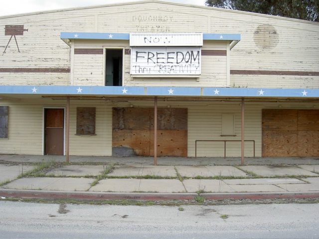 Boarded-up building at Fort Ord