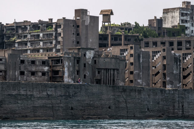 View of Hashima Island from the sea