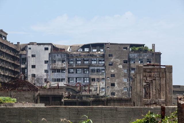 Exterior of a concrete apartment building