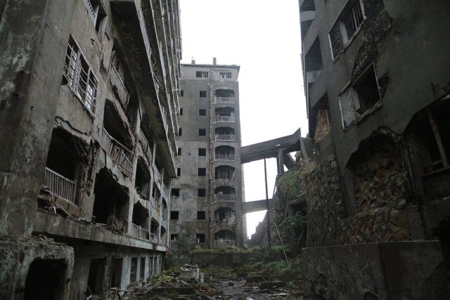 Exterior of concrete apartment buildings